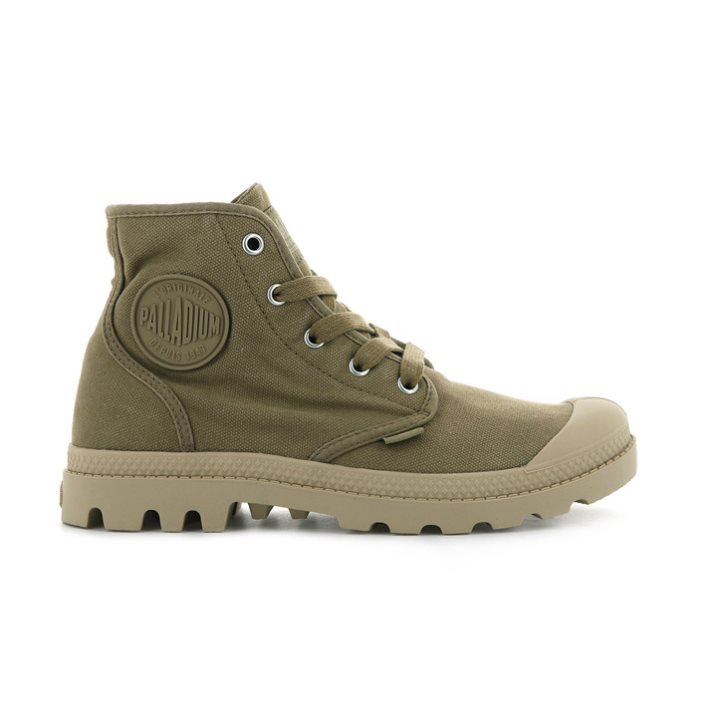 Palladium Pampa Hi Women\'s Boots Olive | UK Z076-PDA